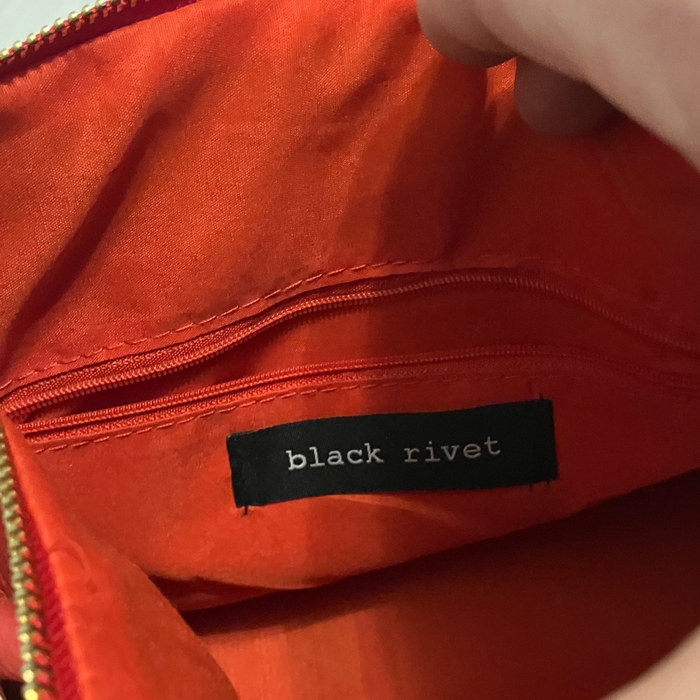 Black Rivet Red Studded Shoulder Bag - Picture 5 of 6